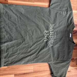 Olive Green “In My Barista Era” Graphic Tee (Unisex M)